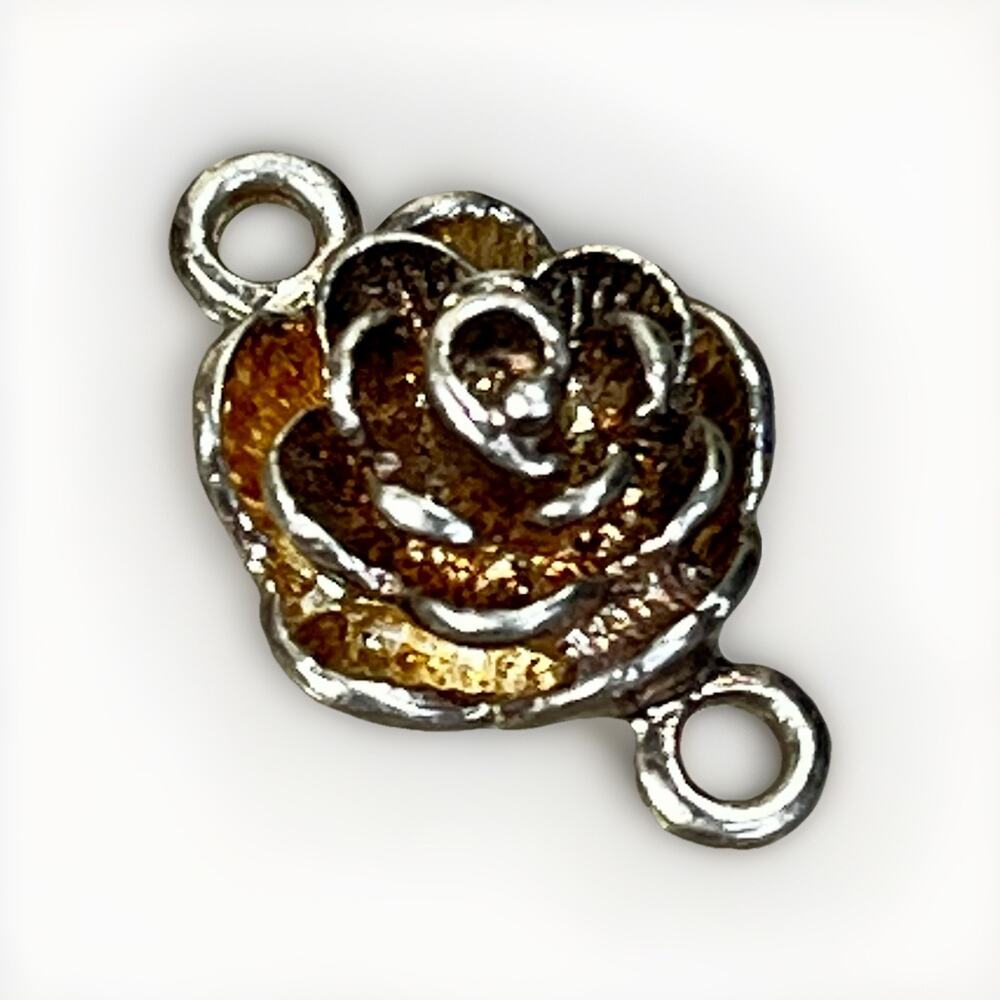 VTG 14k Gold Over 925 Sterling Silver Rose Charm - Flower Pendant- Gold Plated
